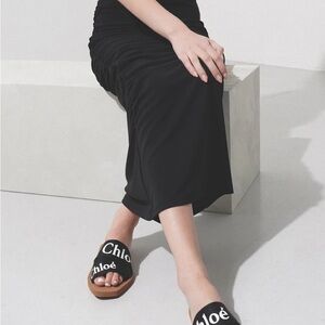Chloe Woody Black Sandals - size 39/8